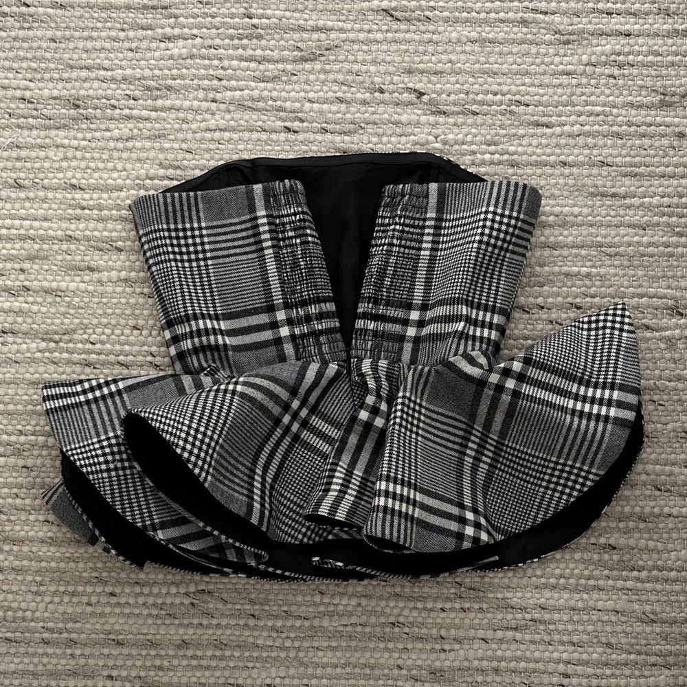 Ronny Kobo Black and White Plaid Peplum Top - Picture 3 of 3